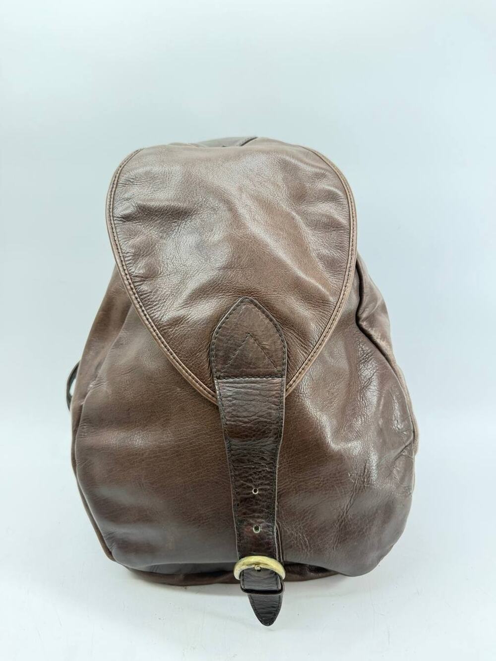 New West Genuine Leather Brown Backpack Flap Buckle Casual Adjustable Straps